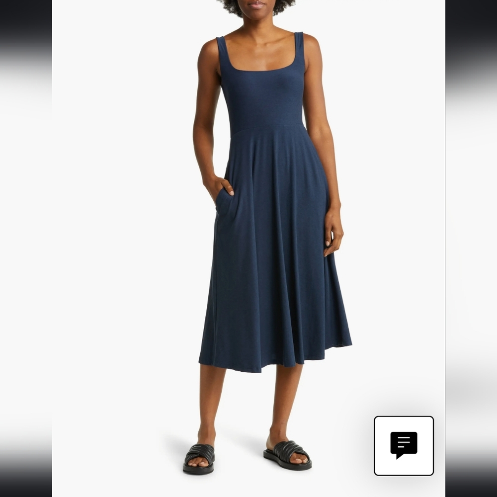 Beyond Yoga Featherweight Square Neck Midi Dress